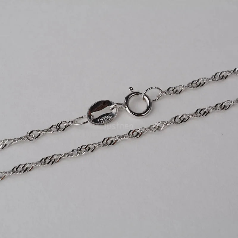 Solid 925 Sterling Silver Singapore Chains, Twisted Rope Necklace For Women.