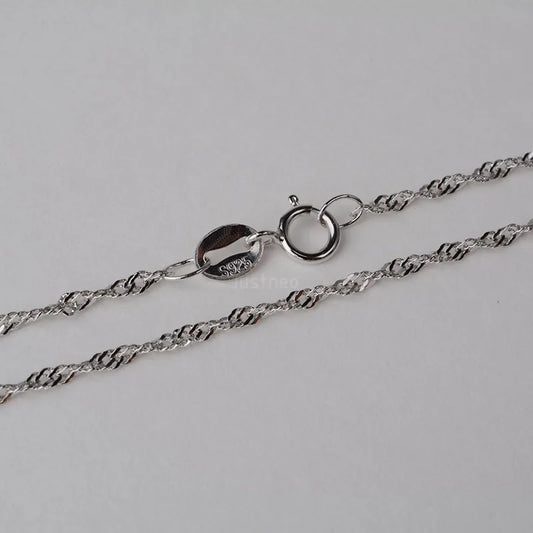 Solid 925 Sterling Silver Singapore Chains, Twisted Rope Necklace For Women.