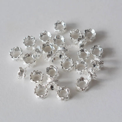 925 Sterling Silver Double Side Flower Beads Caps Spacer Beads for DIY Bracelet Necklace Jewelry Making