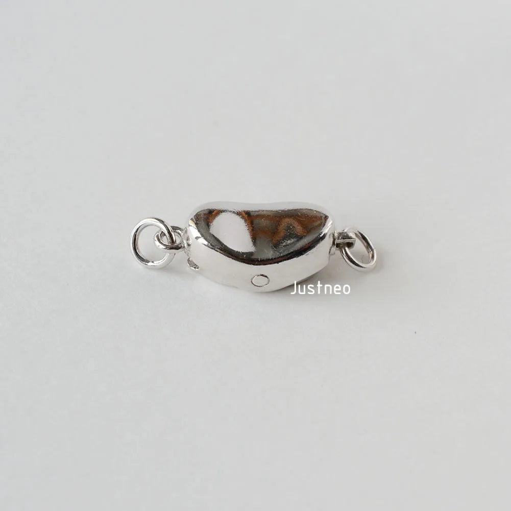 solid 925 sterling silver pea-shaped security tab clasp for necklace/bracelet
