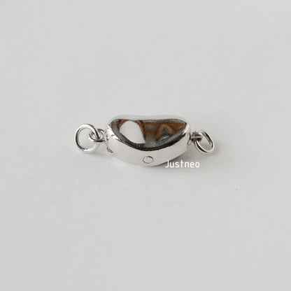 solid 925 sterling silver pea-shaped security tab clasp for necklace/bracelet
