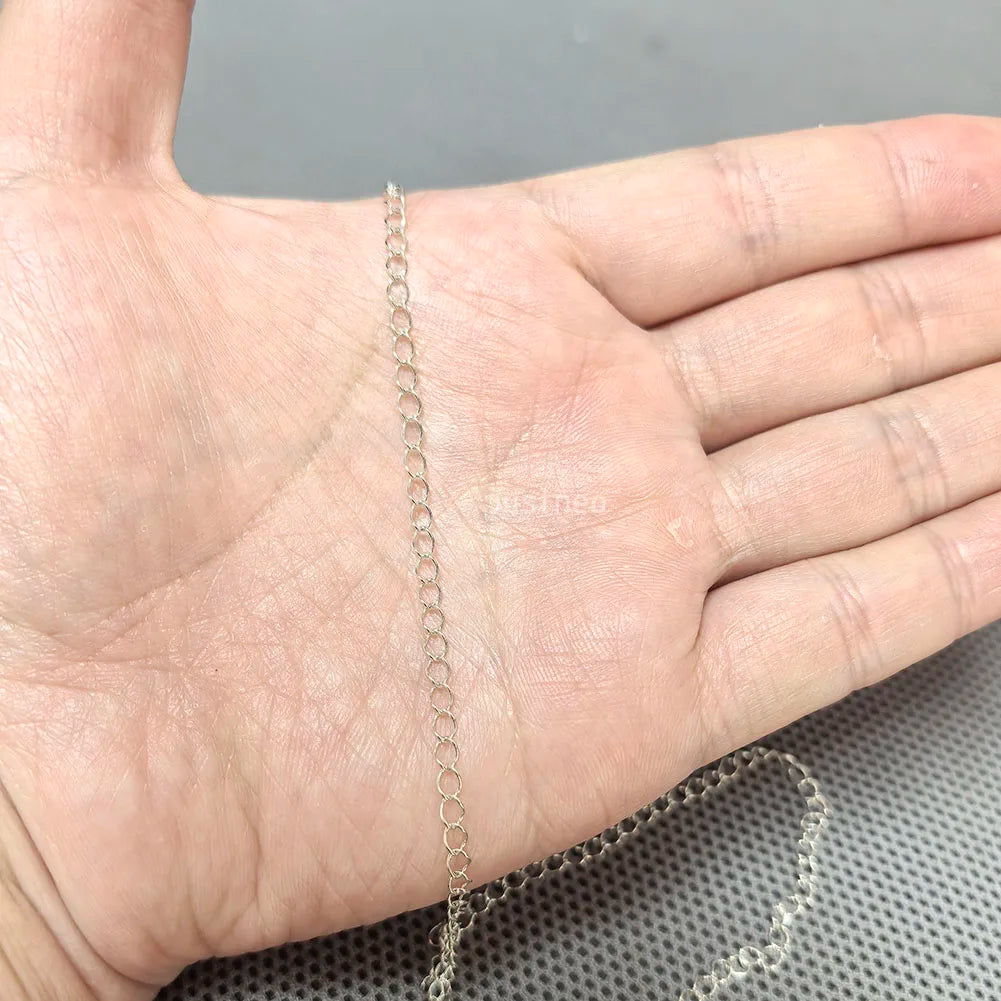 silver chain,solid 925 sterling silver twisted oval cable chain, loose chain for necklace,bracelet  jewelry, 1meter