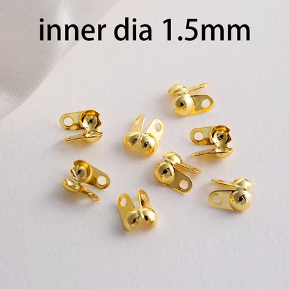 Brass Gold Plating Connector Clasp Ball Chain End Crimps, 100pcs