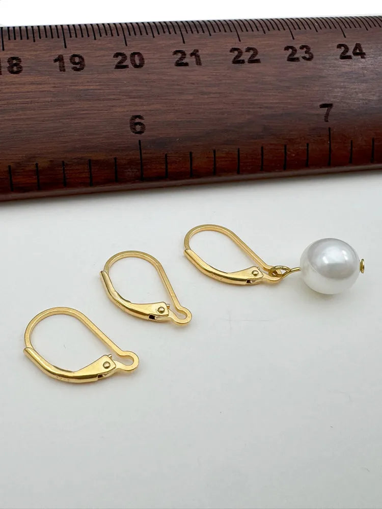 1Pair Solid 925 Sterling Silver French Hooks 18k Gold Color 15mm DIY Earring Accessories Making Components Finding