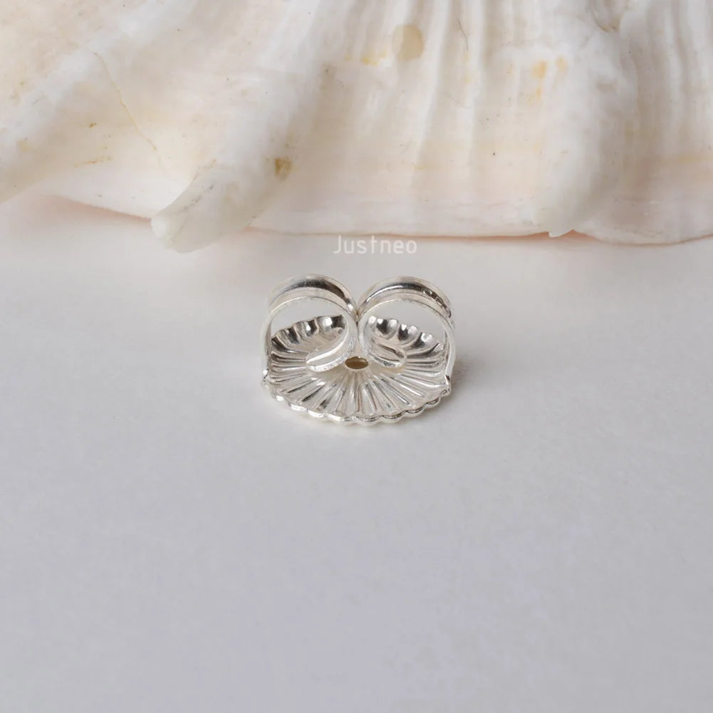 earnut,9.3mm(plain silver) solid 925 sterling silver earring backs,earring friction butterfly back stopper for earstuds