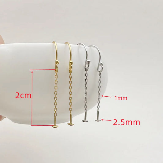 1Pair Solid 925 Sterling Silver Tail Beads Earrings Ear Hooks Chain DIY Accessories Making Anti-Allergy Tassles