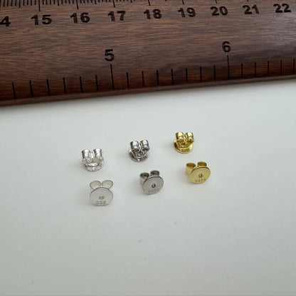 1 Pair Earnut Solid 925 Sterling Silver Original Butterfly Round Stopper Earring Backs for Ear Studs DIY Components for Jewelry
