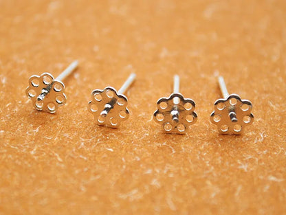 1 Pair 5mm Solid 925 Sterling Silver Earring Post Ear Studs with Cupped Pad Holding Jewelry Pearl Round Beads Making DIY