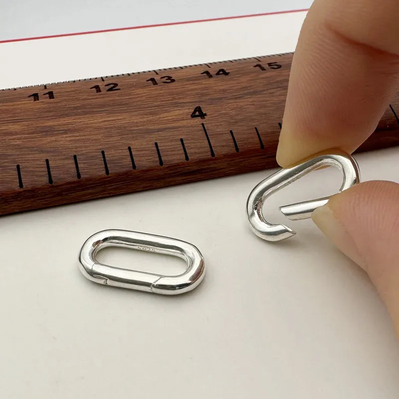 1PCS Solid 925 Sterling Silver Spring Clasps Square for Necklace Bracelet DIY Accessores Connector Making