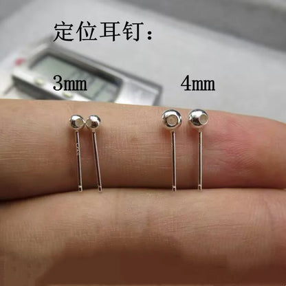 1Pair Solid 925 Sterling Silver Earring Studs Ear Post Making with Silicon Hollow for Jewelry Findings DIY Accessories