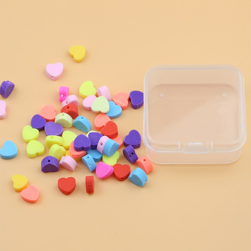 50pcs Heart Polymer Clay Beads DIY Kit