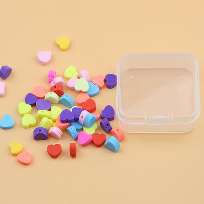 50pcs Heart Polymer Clay Beads DIY Kit