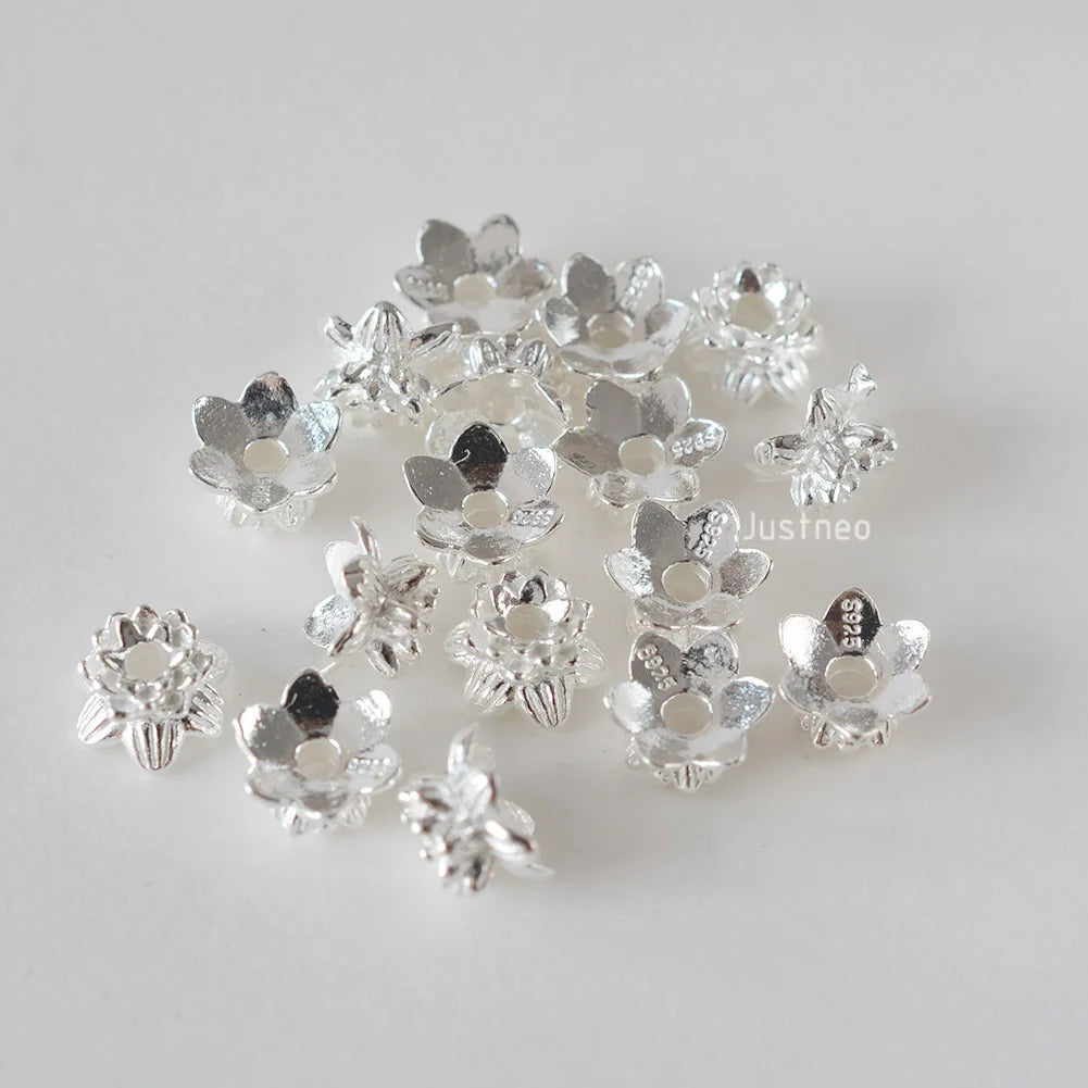 925 Sterling Silver Double Side Flower Beads Caps Spacer Beads for DIY Bracelet Necklace Jewelry Making