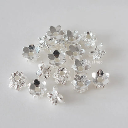925 Sterling Silver Double Side Flower Beads Caps Spacer Beads for DIY Bracelet Necklace Jewelry Making