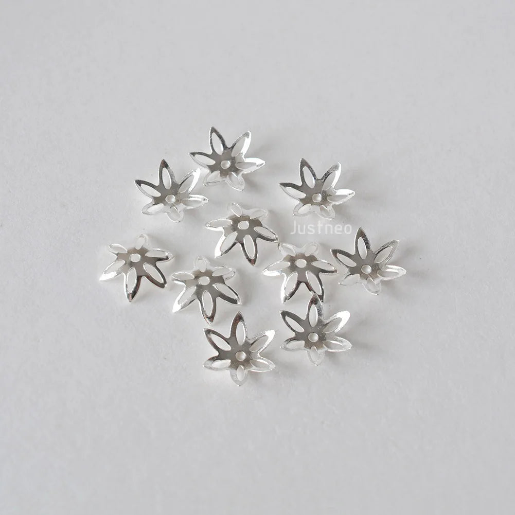 solid 925 sterling silver flower bead cap, spacer bead caps, jewelry DIY silver findings/components
