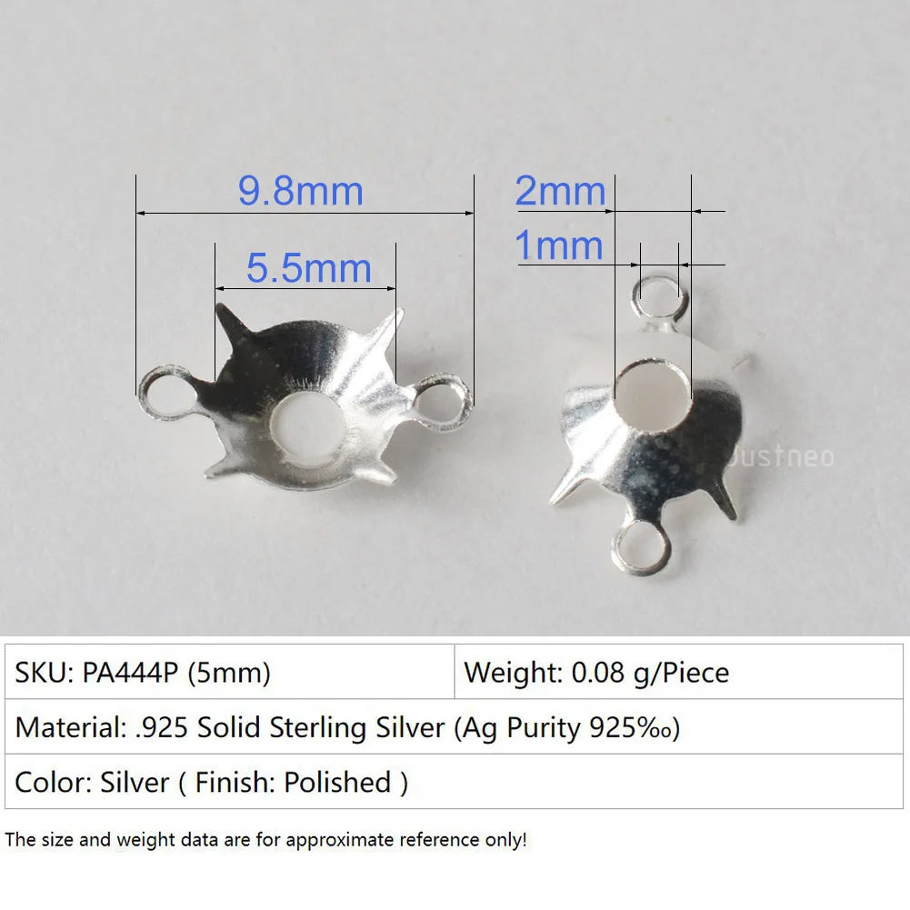 925 Sterling Silver CZ Link Connector Component blanks Settings With Double Loops for Jewelry Making Findings