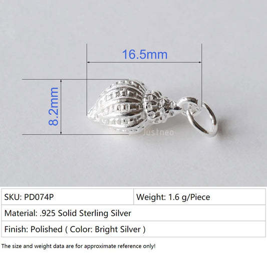 Solid 925 Sterling silver Conch-shaped Charms