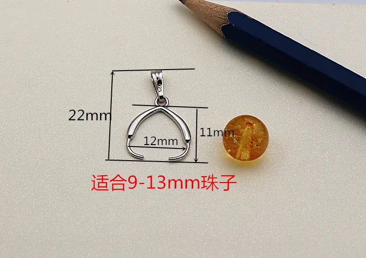 22mm Solid Sterling Silver Bail Pendant Connector Pinch Bail for Round Beads Jewelry Necklace Pendant Making Components DIY