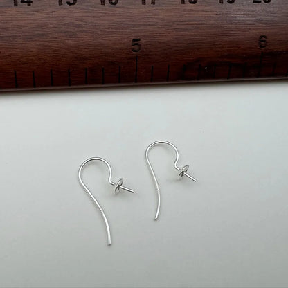 1Pair Solid 925 Sterling Silver Earring Hooks Holder Simple Pearl DIY Jewelry Making for Beads Settings Components Finding