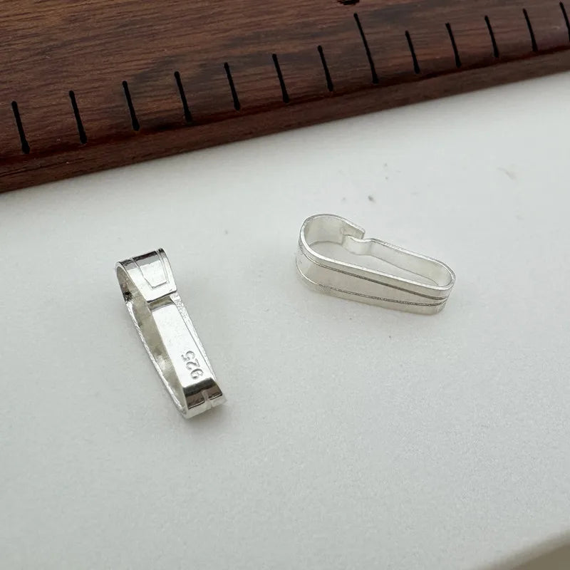 1PCS 12mm Solid 925 Sterling Silver Buckle Pendant Connector DIY Jewelry Accessories Making for Necklace Components