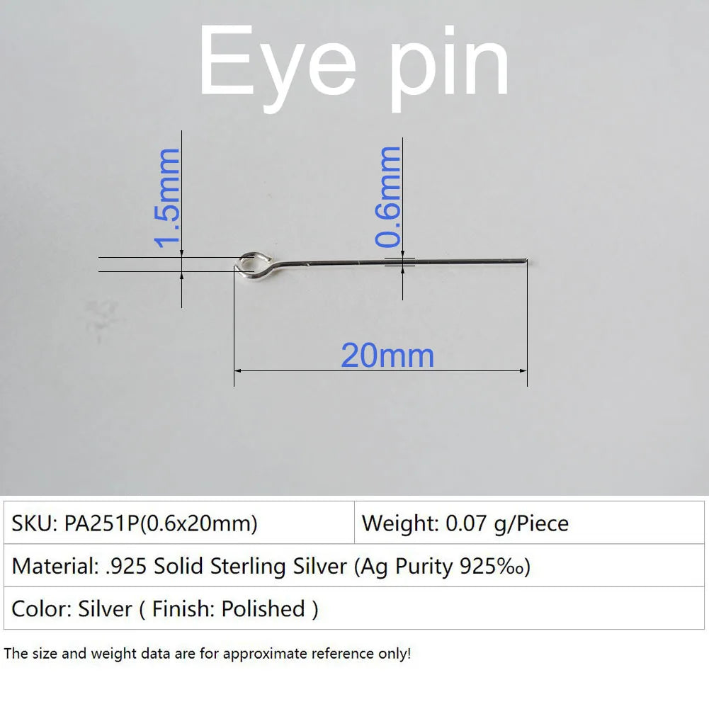 925 Sterling Silver head pins for jewelry making supplies, t needle pins