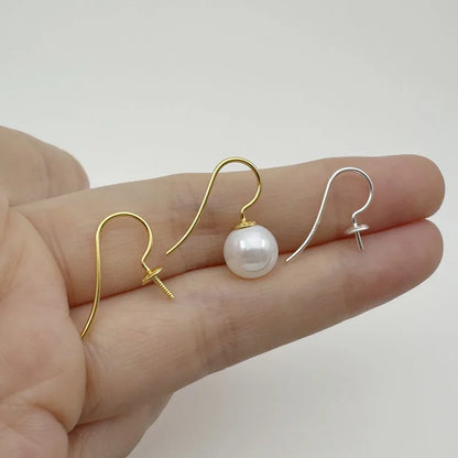 1Pair Solid 925 Sterling Silver Earring Hooks Holder Simple Pearl DIY Jewelry Making for Beads Settings Components Finding