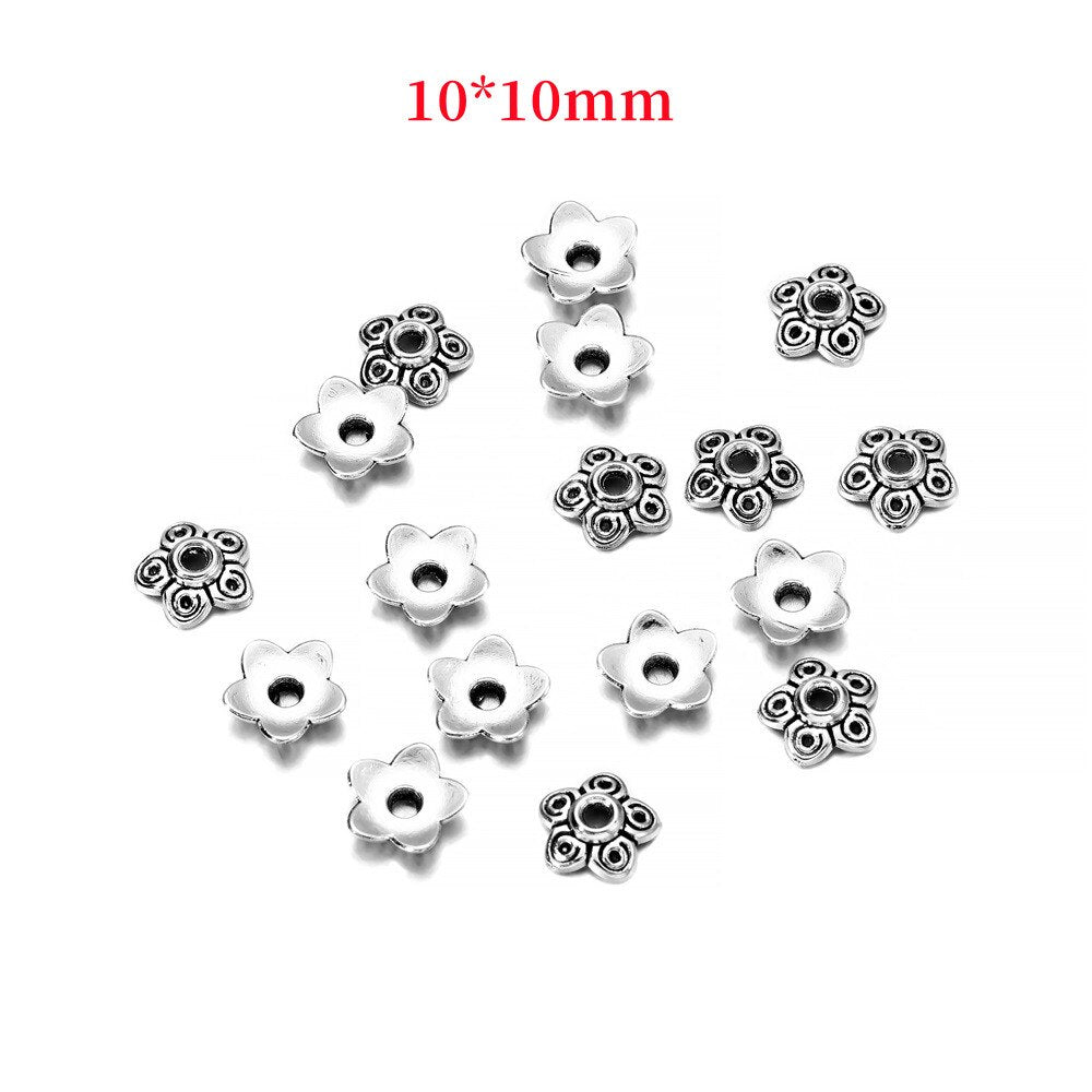 Capuchons de perles antiques à 5 pétales de 10 mm, 50 pièces