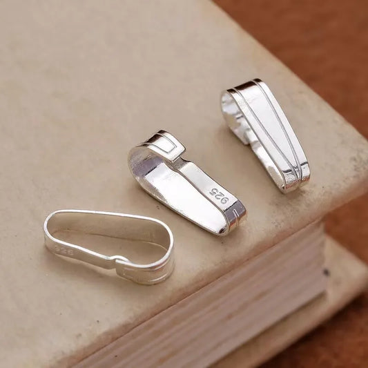 1PCS 12mm Solid 925 Sterling Silver Buckle Pendant Connector DIY Jewelry Accessories Making for Necklace Components