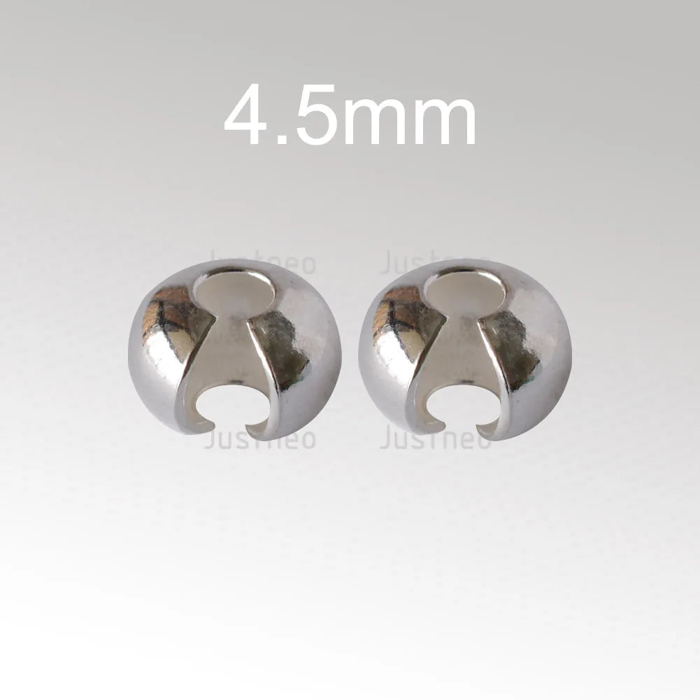 Silver Crimp Cover Bead, 925 Sterling Silver Loose Crimp Bead Knot Cover Hypoallergenic for Jewelry Making