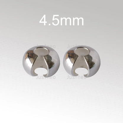 Silver Crimp Cover Bead, 925 Sterling Silver Loose Crimp Bead Knot Cover Hypoallergenic for Jewelry Making