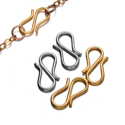 Gold S Shape End Clasps, 20pcs