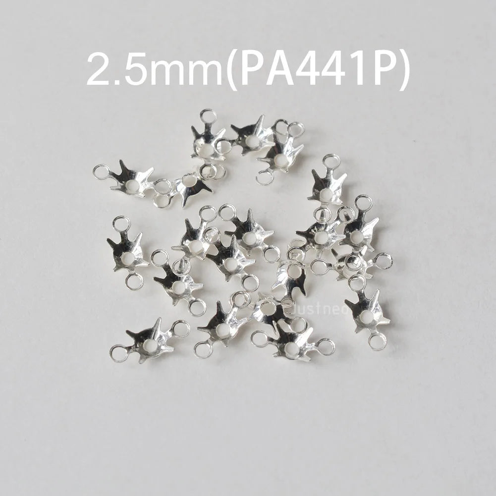 925 Sterling Silver CZ Link Connector Component blanks Settings With Double Loops for Jewelry Making Findings