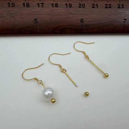 1Set Solid 925 Sterling Silver Earring Setting Screw 1cm 18k Gold Color for Round Beads DIY Accessories Jewelry Making