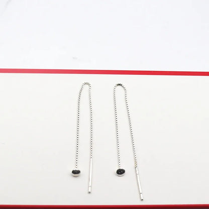 1 Pair Solid 925 Sterling Silver Earwire with Headpin EarThread Round Beads Jewelry Making DIY Finding Component Dangle Earring