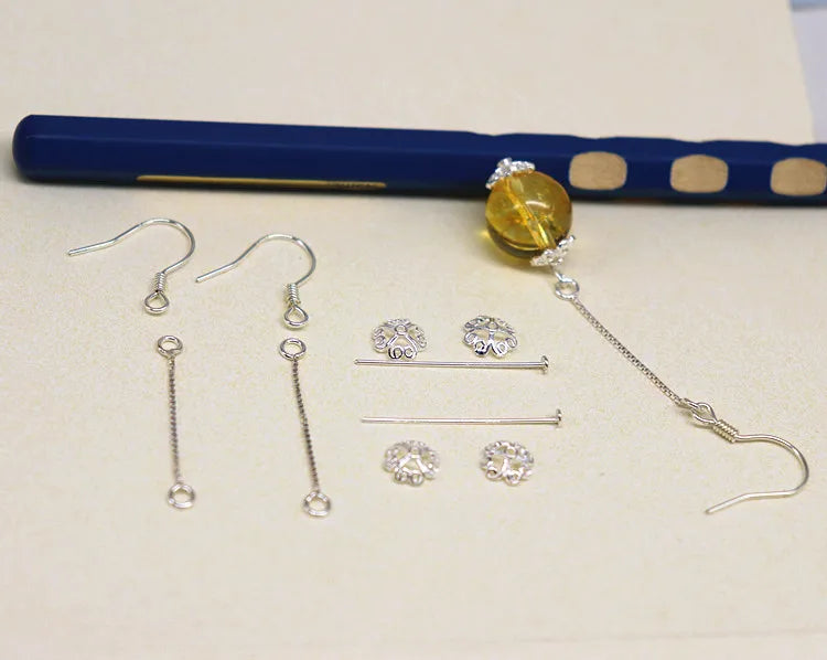 1Pair 925 Sterling Silver Earrling Settings Diy Jewelry Making Components For Round Beads Findings