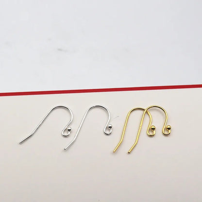 1Pair Solid 925 Sterling Silver Earring Hook 0.7*21mm with 2mm Ball DIY Components Jewelry Making Accessories Finding