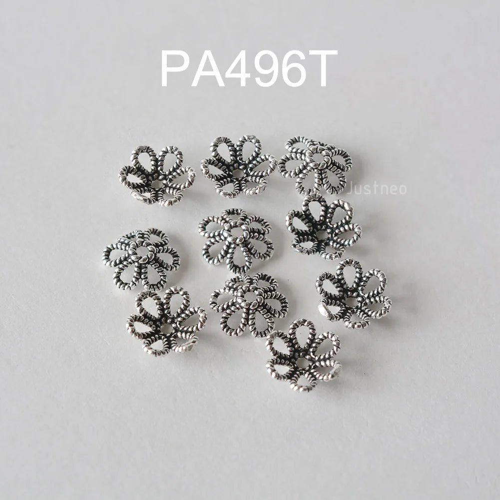925 Sterling Silver Bead Caps, Oxidized Silver Flower Spacer Bead End Caps For Jewelry Making Bulk, DIY Jewelry Accessories