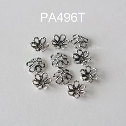 925 Sterling Silver Bead Caps, Oxidized Silver Flower Spacer Bead End Caps For Jewelry Making Bulk, DIY Jewelry Accessories