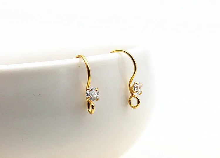 1Pair Solid 925 Sterling Silver Earring Hooks with Stones for Jewelry Making Accessories DIY Finding Components