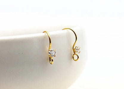 1Pair Solid 925 Sterling Silver Earring Hooks with Stones for Jewelry Making Accessories DIY Finding Components
