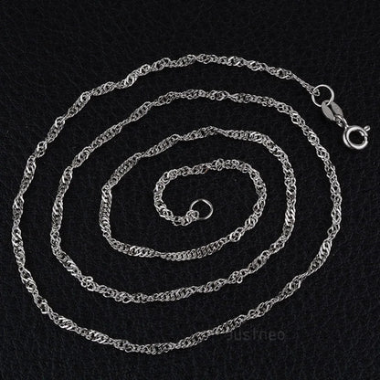 Solid 925 Sterling Silver Singapore Chains, Twisted Rope Necklace For Women.