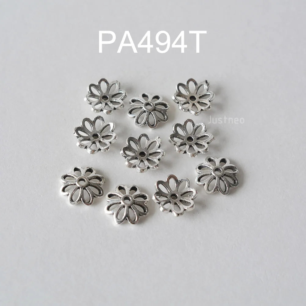 925 Sterling Silver Bead Caps, Oxidized Silver Flower Spacer Bead End Caps For Jewelry Making Bulk, DIY Jewelry Accessories