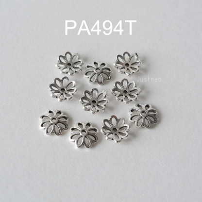 925 Sterling Silver Bead Caps, Oxidized Silver Flower Spacer Bead End Caps For Jewelry Making Bulk, DIY Jewelry Accessories