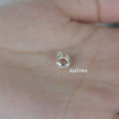 solid 925 sterling silver charm,pendant charm, rondel spacer bead charms for necklace & pendant jewelry making, 1 piece