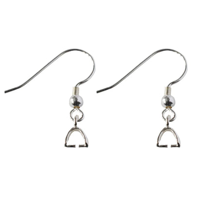 Solid 925 Sterling Silver Earring Hooks with Small Pinch Clip Bail Pendant Clasps Connector, jewelry DIY silver findings