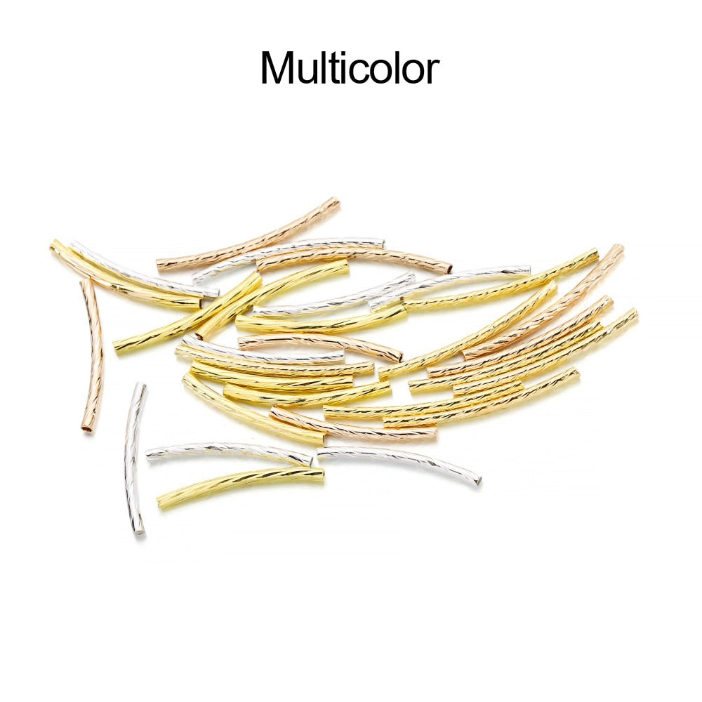 Stripe Copper Curve Tube Spacer Beads 25-30mm, 100pcs