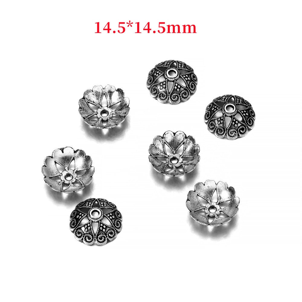 14.5mm 6-Petal Peach Heart Flower Bead Caps, 20pcs