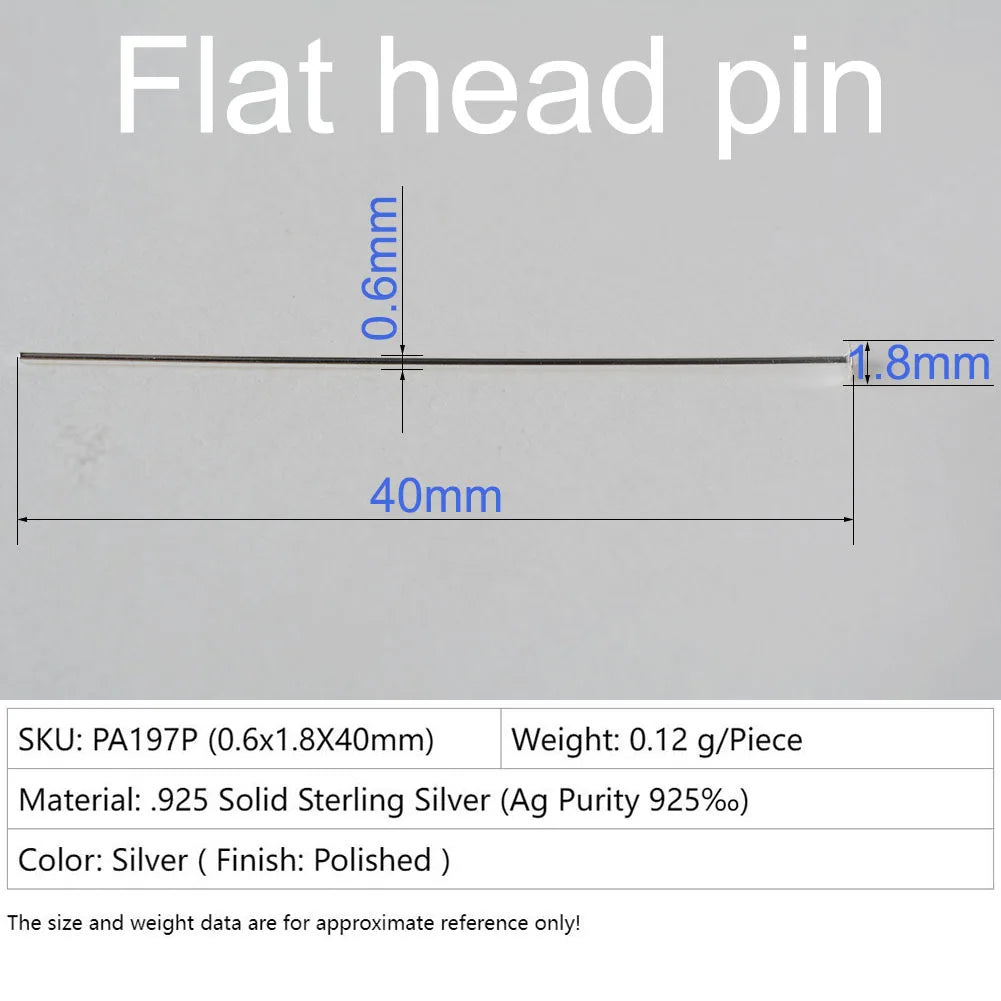 925 Sterling Silver Flat Head Pins, Silver T-pin For Jewelry Making Findings