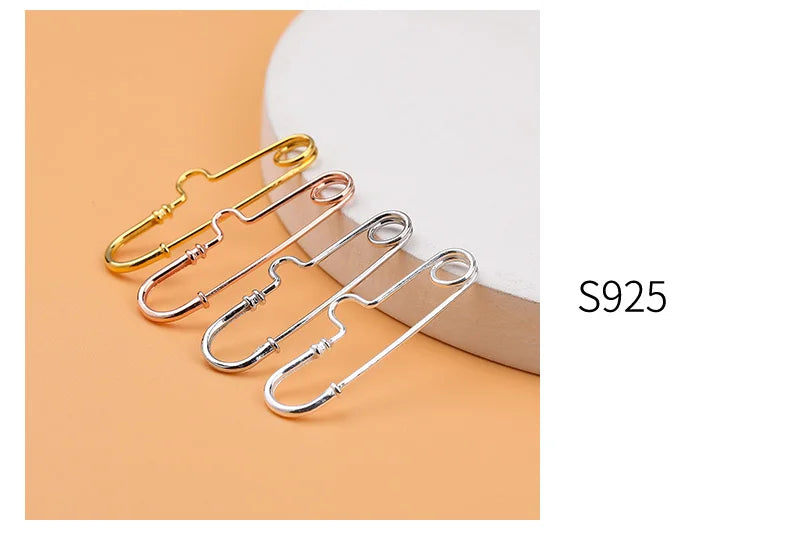 S925 Sterling Silver Pin Connection Buckle Brooch DIY Jewelry Accessories