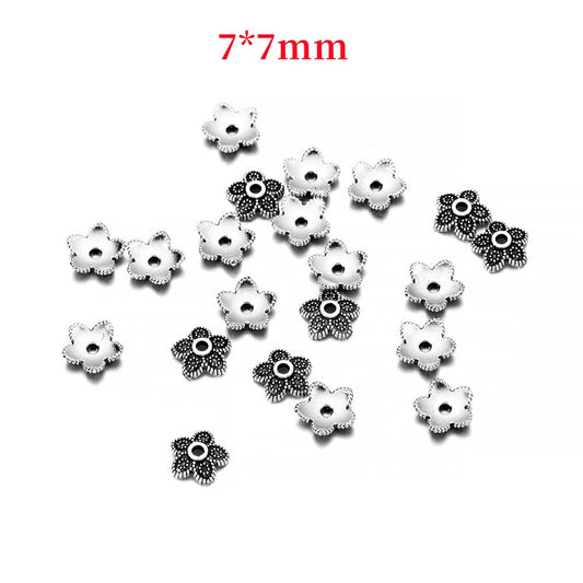7mm 5-Petal Antique Flower Torus Bead Caps, 50pcs